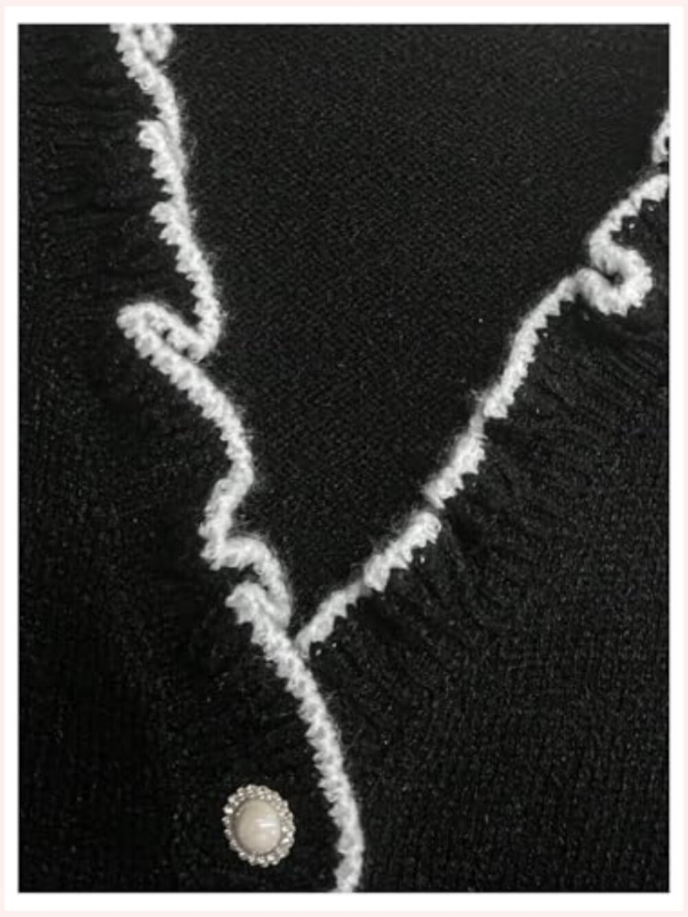 Long Sleeve Ruffle V-Neck Pullover Sweater with Button Front - Picture 4 of 4